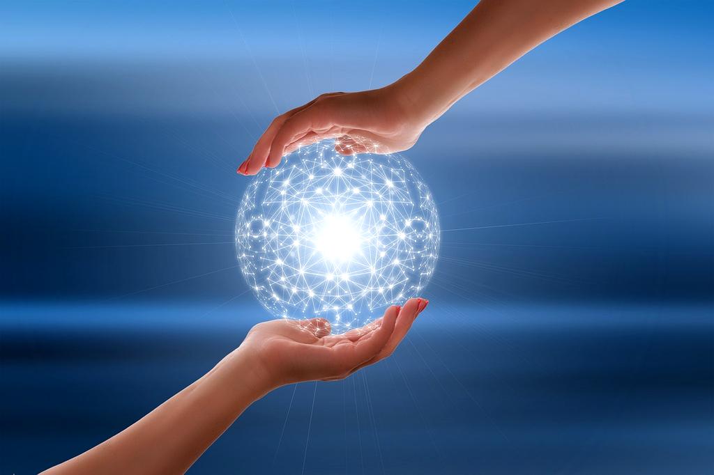 Skyline with cloud icons representing cloud technology